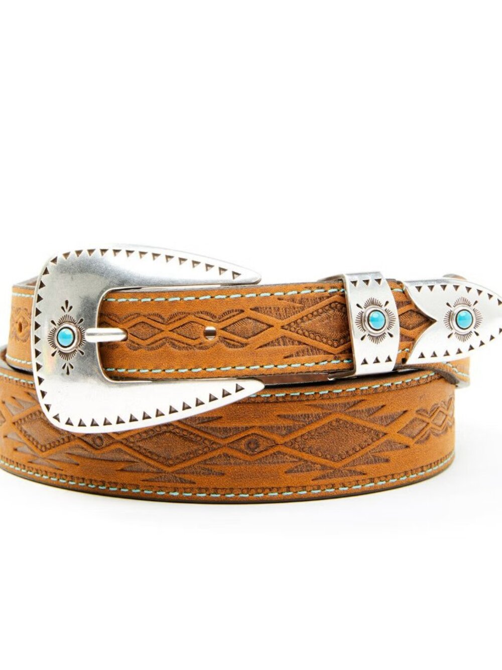 Tony Lama Dakota Women's Tooled Leather Western Belt Brown | XL